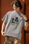 Men/Women La Transfer Printed Round Neck Short Sleeve T-Shirt
