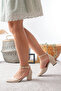 Women's Daily Comfortable Heeled Shoes with Open Sides and Ankle Band Thick Heels