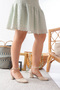 Women's Daily Comfortable Heeled Shoes with Open Sides and Ankle Band Thick Heels - 2