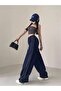 Harajuku Zip Detail Double Striped Navy Blue Tracksuit Oversize Navy Blue Sweatpants