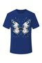 Butterfly Detailed Design Cobalt Blue Printed Women's Cotton T-Shirt - 2