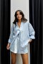 Light Blue Striped Shirt Shorts Set - 2