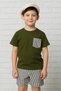 Boy's Suit I Children's Summer Suit I T-Shirt and Striped Shorts Combination Pocket Detail I Children's Clothing - 6