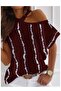 Shoulder Detail Digital Printed Single Jersey Fabric Blouse - 5