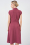 1677 Full Length Buttoned Belted Dress - Dusty Rose - 6