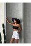 Muslin Beachwear Shorts with Elastic Waist and Waist Tie Detail - 4