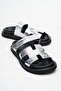 Loana Silver Print Genuine Leather Women's Slippers