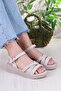 05-2065 Soft Comfortable Buckle Detailed Cross Strap Women's Sandals