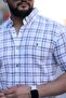 Men's Short Sleeve Slim Fit Checked Linen Shirt 2476 - 3