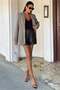 Viscose Women's Blazer Jacket Khaki with Stone Detail and Double Breasted Collar - 4
