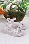 05-2077 Soft Comfortable Buckle Detailed Gathered Band Women's Sandals - 4