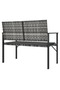 2-Seater Garden Bench with Cushion Grey Poly Rattan - 4