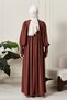Shirred Robadan Buttoned Front Viscose Fabric Tesseture Clothing Mother Dress Prayer Dress - 7