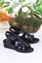 35859 Mavişim Comfortable Flexible Velcro Laced Wedge Heeled Women's Sandals - 4