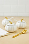3-Piece White Handmade Ceramic Sugar Bowl / Spice Bowl – Pumpkin Form - Presentation - 3
