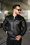 College Collar Waist Elastic Faux Leather Coat Pldp 3000_50448-1 - 4