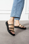 Women's Stone Detailed Buckle Stylish Slippers – Black with Gold Color Accessories - 5