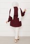 Boydan Hidden Buttoned Pleated Detailed Hijab Shirt in Wine Red - 5
