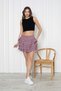 Women's Lilac Layered Flounce Mini Skirt – High Waist, Stretchy Waist Detail - 2