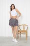 Women's Gray Layered Flounce Mini Skirt – High Waist, Elastic Comfortable Fit - 2