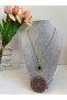 Steel Gold Color Topcuk Chain Green Stone Necklace - 4
