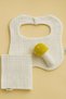 Muslin Organic 100% Cotton Baby Bib and Mouth Wipe with Natural Rattle Gift