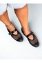 Black Mesh Glittery Buckle Round Toe Women's Daily Comfortable and Stylish Ballerinas - 4