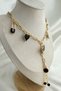 Gold Color Black Enamel Heart Butterfly Glasses Charm Detail Y Necklace - 3