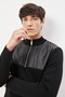 Men's Black Standard Fit Normal Cut High Bato Collar 100% Cotton Knitwear Sweater - 3