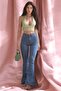 Melanie Women's Medium Blue High Waist Stretchy Denim Fabric Flare Jeans - 3