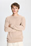 Men's Gray Melange Slim Fit Slim Fit Half Turtleneck Cotton Jacquard Knitwear Sweater