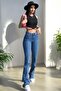 Lou Medium Blue Colorfast Lycra High Waist Spanish Leg Jeans - 2