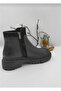 Women's Genuine Leather Boots with Side Zipper and Nubuck Accessories - 5
