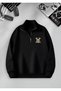 Half Zipper 3 Thread One Piece Printed Sweatshirt