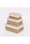 Woven Weaving Storage Basket Set Of 3 With Cover Decorative Bins Rectangular With Fabric Lining