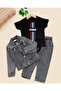 Boys' Seasonal Flexible Fabric 3-Piece Jogger Set |   T-Shirt, Denim Jacket and Pants 2-9 Years R1991