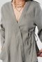 Women's V-Neck Gray Color Shirt with Tie Detail on the Front - 3