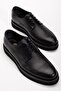 Genuine Leather Men's Classic Shoes Black Thick Sole Tied Flat