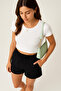 Women's Black Shorts Modal Fabric Lace-Up Double Pocket Comfortable Fit - 3