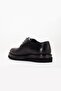 Genuine Leather Men's Classic Shoes Black Thick Sole Tied Flat - 5
