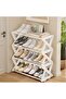 FFD Modern 4-Tier Shoe Rack | Sturdy Plastic Frame, Aluminum Pipe, & Cloth Shelf | Space-Saving - 5