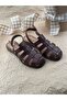 Ülkü Yaman Collection Genuine Leather Women's Knitted Sandals – Closed Toe – Adjustable Buckle