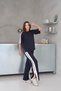 Women's Marry Modal Fabric Side Stripe Leg Slit Bottom-Top Summer Suit - 8