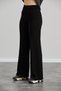 Women's Black Modal Wide Leg Striped High Waist Elastic Waist Soft Textured Lycra Trousers