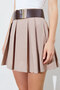 Mink Pleated High-Waisted A-Line Skirt with Belt Detail |   Mks294910-01 - 4