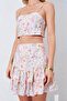 Floral Patterned, Flounced Mini Skirt and Thin Strap Crop Blouse Women's Set |   Ek100185178 - 4