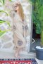 Muslin Kimono 100% Cotton Eye Printed Patterned Bathrobe Kaftan Dressing Gown Beige - 6