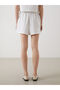 New season from gulis gi̇yi̇m ecru elastic waist crepe women's pleated shorts - 4