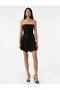 Strapless Draped Flounced Mini Evening Dress