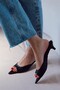 Capsule Women's Pointed Toe Tape Detailed Kitten Heeled Slippers Sandals - 4
